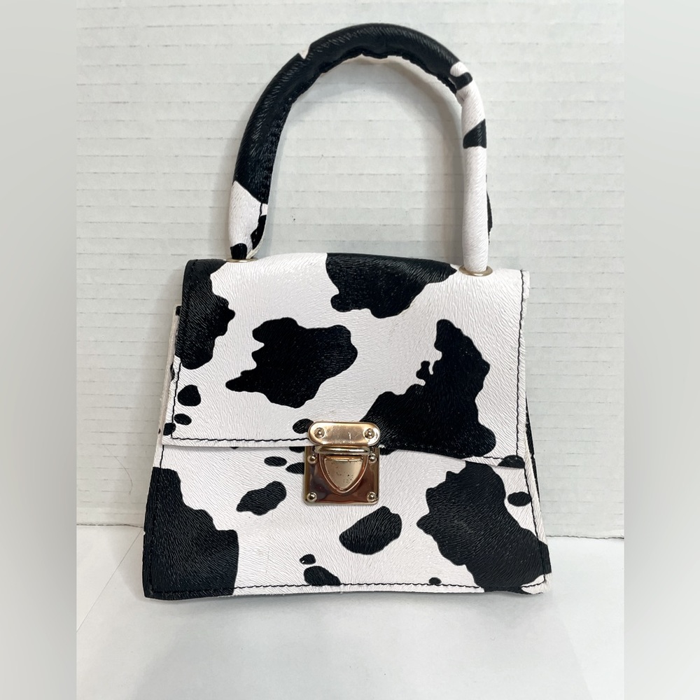 Women’s Mini Cow Pattern Push Lock Handbag